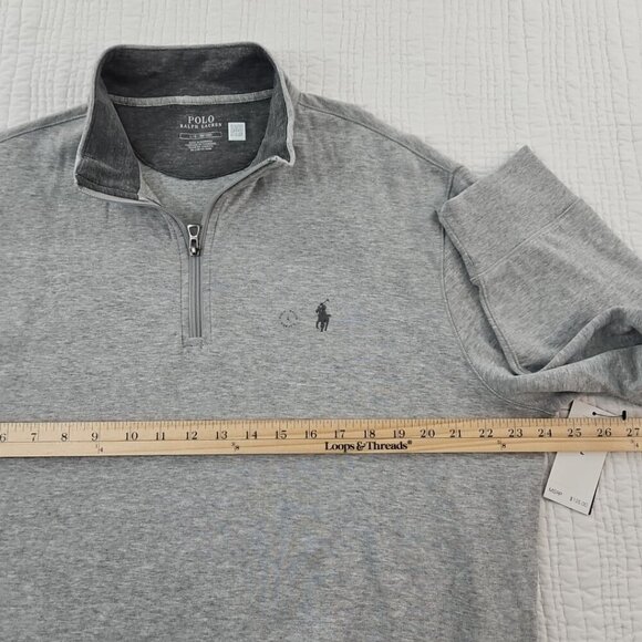 NEW Polo Ralph Lauren 1/4 Zip Henley Men's Large Grey Pullover Grey Pony NWT - Picture 10 of 15